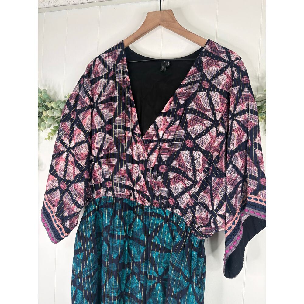 Anthropologie Bl-nk London Lisette Kimono Sleeve Max Dress XL Boho Metallic - Picture 5 of 10